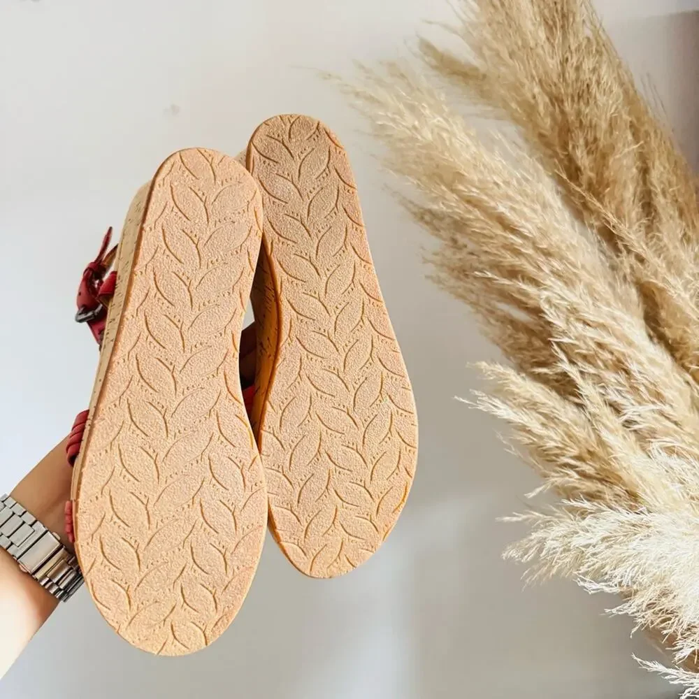 ANTHROPOLOGIE NAYA Pink Salmon Tan Brown Strappy $195 Platform Heel Sandals 10